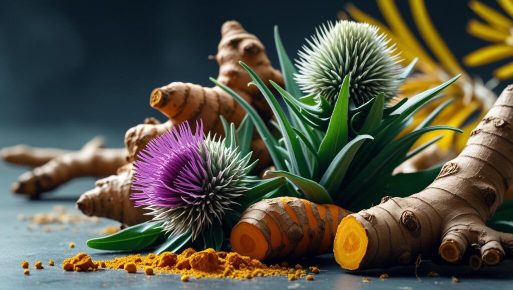 Herbal ingredients used in HepatoBurn: milk thistle, turmeric, dandelion root

