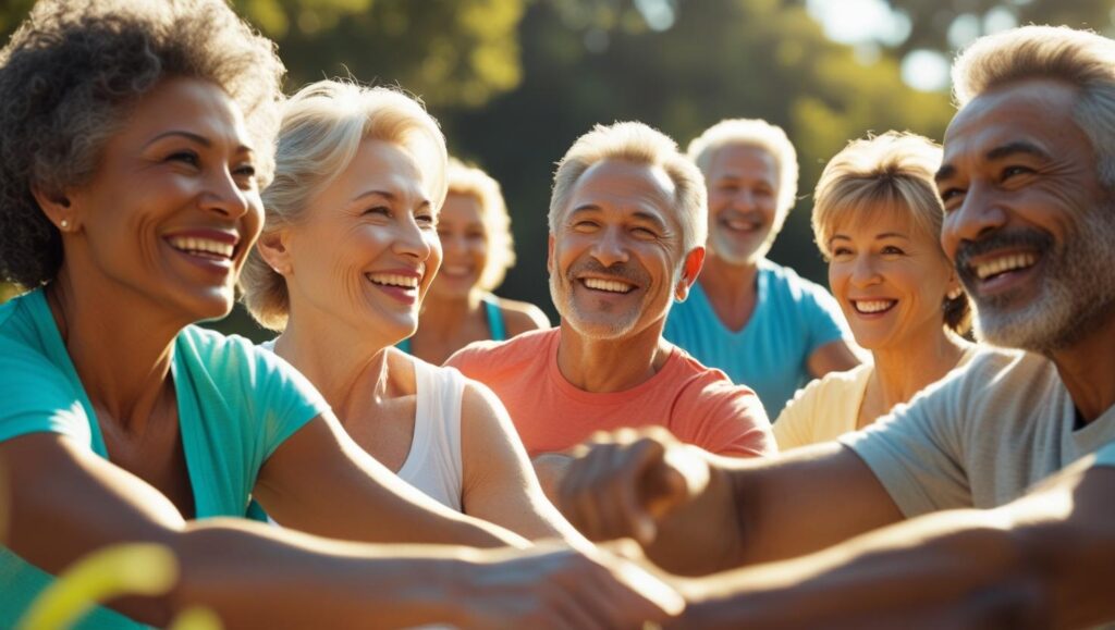Healthy adults over 40 enjoying an active lifestyle after liver support.