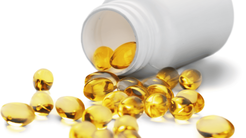 Supplement bottle and water representing daily liver support routine.