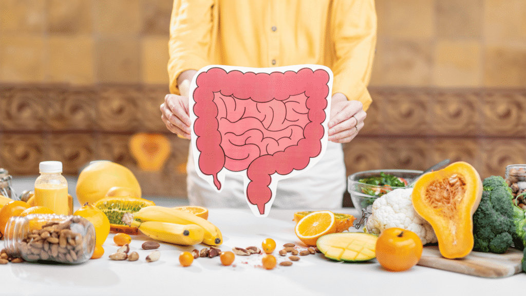 Woman feeling well with healthy digestion, symbolizing the benefits of natural detox supplements.